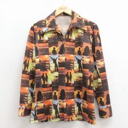 【20%OFF】70s 長袖シャツ フォトプリント ブラウン S | 古着