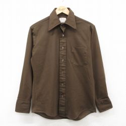 M★古着 BVD 長袖 シャツ メンズ 70年代 70s こげ茶 26feb07