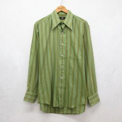 タウンクラフト 70s 長袖シャツ グリーンストライプ メンズXL相当 | 古着