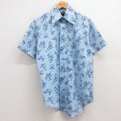 70s 半袖シャツ 総柄 ネイビー M | 古着