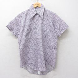 70s 半袖シャツ 総柄 パープル M | 古着