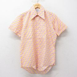 70s 半袖シャツ 総柄 イエロー M | 古着
