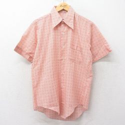 70s 半袖シャツ 総柄 オレンジ L | 古着
