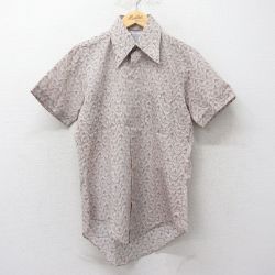 70s 半袖シャツ 総柄 ブラウン M | 古着