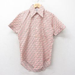 70s 半袖シャツ 総柄 ベージュ M | 古着