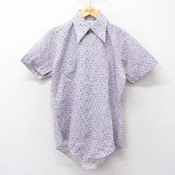 70s 半袖シャツ 総柄 パープル M | 古着