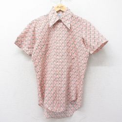 70s 半袖シャツ 総柄 ブラウン M | 古着
