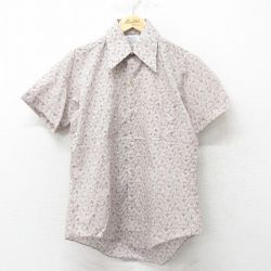 70s 半袖シャツ 総柄 ブラウン M | 古着