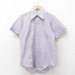 70s 半袖シャツ 総柄 パープル M | 古着