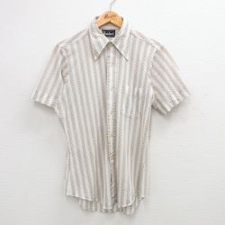 70s 半袖シャツ ブラウンストライプ S | 古着
