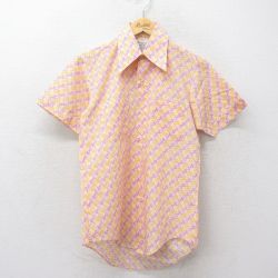 【50%OFF】70s 半袖シャツ 総柄 イエロー M | 古着