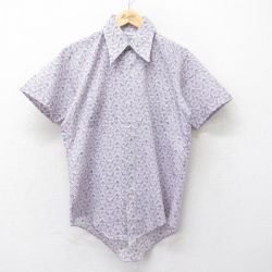 【50%OFF】70s 半袖シャツ 総柄 パープル M | 古着