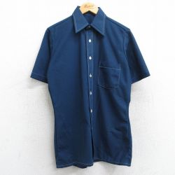 【50%OFF】70s 半袖シャツ ネイビー M | 古着
