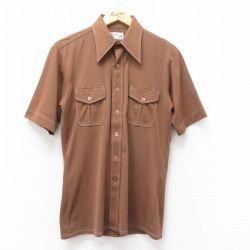S★古着 半袖 シャツ メンズ 70年代 70s 茶 ブラウン 25jun26 中古 トップス
