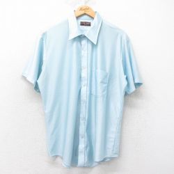 XL★古着 半袖 シャツ メンズ 70年代 70s 薄紺 ネイビー 25jun26 中古 トップス