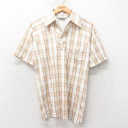 70s 半袖シャツ カーキチェック S | 古着