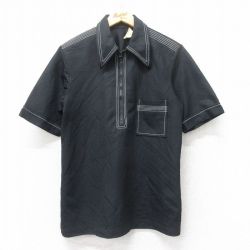【50%OFF】プレイボーイ 70s 半袖ハーフジップシャツ ブラック S | 古着