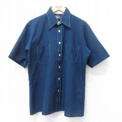 【50%OFF】マンハッタン 70s 半袖シャツ ネイビー L | 古着