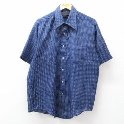XL★古着 バンヒューセン 半袖 シャツ メンズ 70年代 70s 紺他 ドット 26apr27