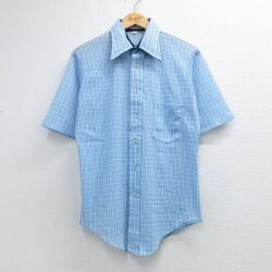 70s 半袖シャツ チェック ライトブルー M | 古着