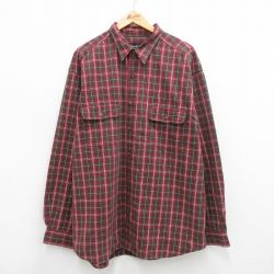 【50%OFF】XL★古着 エディーバウアー 長袖 ブランド シャツ メンズ 00年代 00s 大きいサイズ ロング丈 コットン エンジ他 チェック 24jan06 中古 トップス