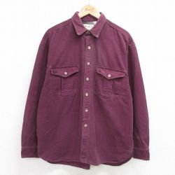 XL★古着 エディーバウアー 長袖 ブランド シャツ メンズ 00年代 00s 大きいサイズ コットン エンジ 24jul04 中古 トップス