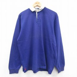 L★古着 ラルフローレン Ralph Lauren 長袖 ブランド ラガー シャツ メンズ 90年代 90s ワンポイントロゴ 裾ロゴ コットン USA製 紺 ネイビー 【spe】 24sep04 中古 トップス
