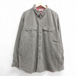 XL★古着 エルエルビーン LLBEAN 長袖 ブランド シャツ メンズ 80年代 80s ロング丈 大きいサイズ コットン USA製 茶系 ブラウン 内側フランネル 【spe】 24sep30 24oct01 中古 トップス