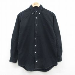 XL★古着 ラルフローレン Ralph Lauren 長袖 ブランド シャツ メンズ 90年代 90s ワンポイントロゴ オックスフォード コットン ボタンダウン 黒 ブラック 24oct02 中古 トップス