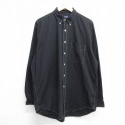 【20%OFF】XL★古着 ラルフローレン Ralph Lauren ゴルフ 長袖 ブランド シャツ メンズ 90年代 90s ワンポイントロゴ TILDEN ロング丈 大きいサイズ コットン ボタンダウン 黒 ブラック チェック 24oct03 中古 トップス