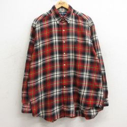 XL★古着 ラルフローレン Ralph Lauren 長袖 ブランド シャツ メンズ 90年代 90s ワンポイントロゴ BLAIRE 大きいサイズ コットン ボタンダウン 赤 レッド チェック 24nov01 中古 トップス