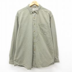 XL★古着 長エルエルビーン 袖 ブランド シャツ メンズ 00年代 00s コットン ボタンダウン 緑系 グリーン 24nov16 中古 トップス
