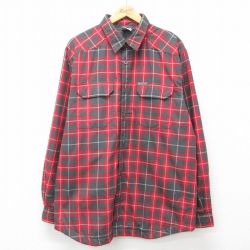 XL★古着 コロンビア COLUMBIA 長袖 ブランド シャツ メンズ 00年代 00s ロング丈 赤他 レッド チェック 内側フリース 24nov16 中古 トップス