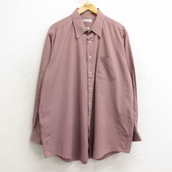 XL★古着 ピエールカルダン pierre cardin 長袖 ブランド シャツ メンズ ワンポイントロゴ 大きいサイズ ロング丈 薄エンジ系 24nov21 中古 トップス