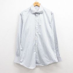 【20%OFF】XL★古着 ブルックスブラザーズ BROOKS BROTHERS 長袖 ブランド シャツ メンズ 90年代 90s ロング丈 コットン USA製 白他 ホワイト ストライプ 【spe】 24nov22 中古 トップス
