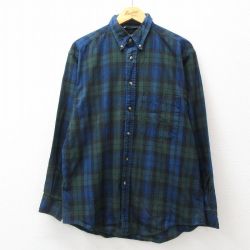 XL★古着 ノーティカ NAUTICA 長袖 ブランド シャツ メンズ 90年代 90s ワンポイントロゴ コットン ボタンダウン 紺他 ネイビー チェック 24nov25 中古 トップス