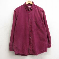 【20%OFF】L★古着 エディーバウアー 長袖 ブランド シャツ メンズ 00年代 00s コーデュロイ コットン ボタンダウン 紫系 パープル 24nov28 中古 トップス