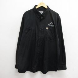 【50%OFF】XL★古着 カーハート Carhartt 長袖 ブランド シャツ メンズ RED LEDGES 大きいサイズ ロング丈 ボタンダウン 黒 ブラック 24dec04 中古 トップス