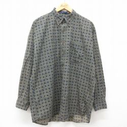 【20%OFF】XL★古着 ラルフローレン Ralph Lauren チャップス 長袖 ブランド シャツ メンズ 90年代 90s 大きいサイズ ロング丈 コットン ボタンダウン 緑他 グリーン 24dec05 中古 トップス