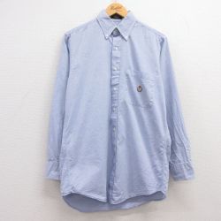 L★古着 ラルフローレン Ralph Lauren チャップス 長袖 ブランド シャツ メンズ 80年代 80s ワンポイントロゴ オックスフォード コットン ボタンダウン 薄紺 ネイビー 24dec09 中古 トップス