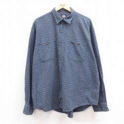 【20%OFF】XL★古着 ドッカーズ 長袖 ブランド シャツ メンズ 90年代 90s インディゴ 大きいサイズ コットン 紺 ネイビー チェック 24dec11 中古 トップス