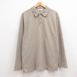 M★古着 バナナリパブリック BANANA REPUBLIC 長袖 ブランド ポロ シャツ メンズ 90年代 90s コットン ベージュ カーキ 霜降り 24dec11 中古 トップス