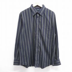 【20%OFF】XL★古着 ドッカーズ 長袖 ブランド シャツ メンズ 紺他 ネイビー ストライプ 25jan17 中古 トップス