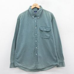 【20%OFF】XL★古着 ギャップ GAP 長袖 ブランド シャツ メンズ 90年代 90s オックスフォード コットン ボタンダウン 緑系 グリーン 25jan17 中古 トップス