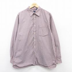 【20%OFF】XL★古着 ギャップ GAP 長袖 ブランド シャツ メンズ 00年代 00s コットン エンジ他 ストライプ 25jan25 中古 トップス