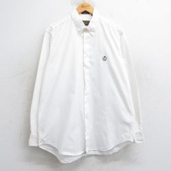XL★古着 ラルフローレン Ralph Lauren チャップス 長袖 ブランド シャツ メンズ 90年代 90s ワンポイントロゴ 大きいサイズ ロング丈 コットン ボタンダウン 白 ホワイト 25feb07 中古 トップス