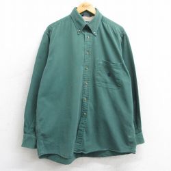 【20%OFF】XL★古着 ノーティカ NAUTICA 長袖 ブランド シャツ メンズ 90年代 90s ワンポイントロゴ 大きいサイズ コットン ボタンダウン 緑 グリーン 25feb07 中古 トップス