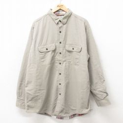 XL★古着 エルエルビーン LLBEAN 長袖 ブランド シャツ メンズ 90年代 90s 大きいサイズ ロング丈 コットン カナダ製 ベージュ カーキ 25feb10 中古 トップス