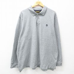 XL★古着 ティンバーランド 長袖 ブランド ポロ シャツ メンズ 00年代 00s ワンポイントロゴ 大きいサイズ コットン グレー 霜降り 【spe】 25feb17 中古 トップス
