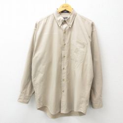 L★古着 ラルフローレン Ralph Lauren チャップス 長袖 ブランド シャツ メンズ 90年代 90s ワンポイントロゴ ボタンダウン ベージュ カーキ 25feb17 中古 トップス